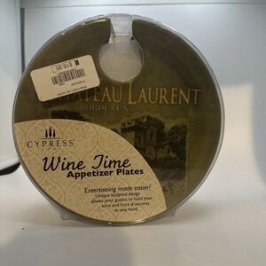 Cypress Home Chateau Wine 7 Inch Appetizer / Dessert Plates Wine glass Holder
